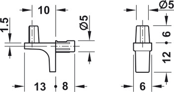 K Line Shelf Support D5mm Plug Wd Zinc Alloy Nickel - view 4