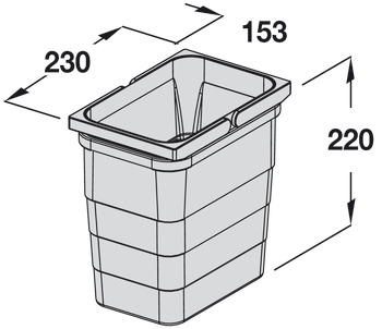One2Five+Seven Bin 153x230x220mm Lt Grey - view 3