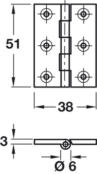 Butt Hinge Heavy Gauge 51x38mm Brs BP - view 2