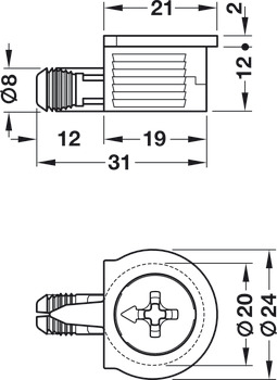 OneFix 1prt Connector D8/15mm Plastic Beige - view 2