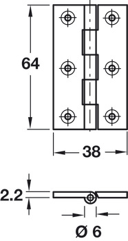 Butt Hinge Heavy Gauge 64x38mm Brs Self - view 2