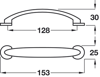 Bradley Bow Handle Zinc Alloy Matte Nickel 128mm Fixing Centres - view 2