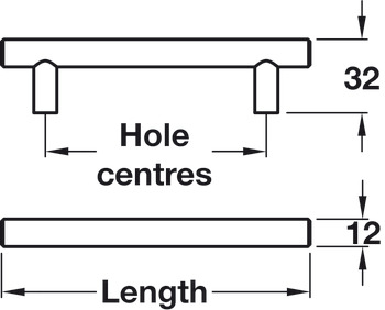 Bartram Bar Handle Steel BORB D12mm 160mm Fixing Centres - view 2