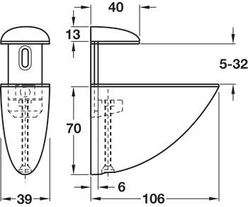 Shelf Clamp Support 5-32mm Screw Zinc Alloy PC - view 2
