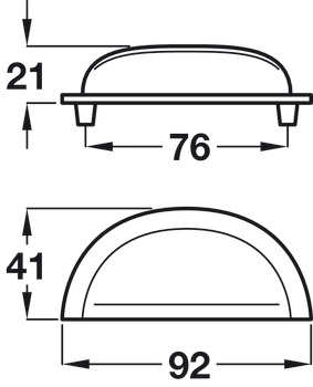 Henrietta Cup Handle Zinc Alloy PC 76mm Fixing Centres - view 3