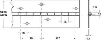 HD Cont Hinge 2134x101.6mm 42 Hole CP4SS - view 2