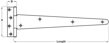 Med Pattern Tee Hinge 305x100mm MS Bright Zinc Plated - view 2