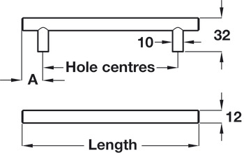 Barkston Bar Handle Steel SSE D12mm 128mm Fixing Centres - view 3