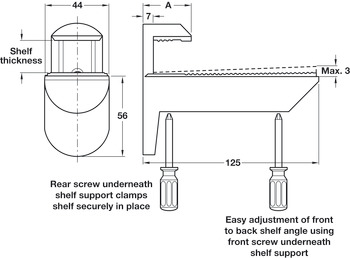 Kaiman Shelf Support 7-41mm Zinc Alloy/Plastic Aluminium - view 3