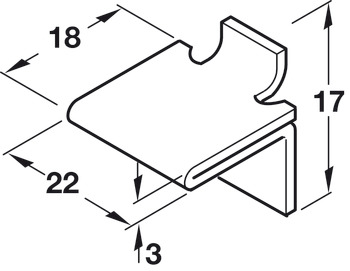 Shelf Support Stud 18x22mm Dbl Steel SN - view 2