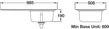 Rectangle Oakland OL9851L  1.0B Sink LHD Stainless Steel - view 2