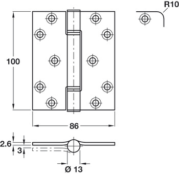 Hi-Load Butt Hinge Sqr 100x86mm 304 SSS - view 2