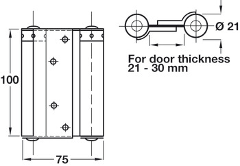 Spring Hinge Dbl Act 100x75mm Steel Silver - view 2