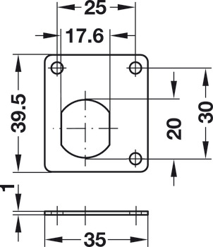 Locking Plate 39.5x35x1mm Steel Galvanised - view 2