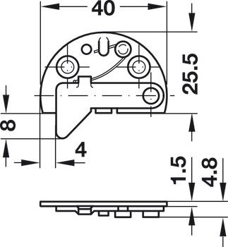Drawer Catch 40x25.5mm RH SNP - view 2