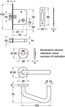 Disabled WC Lever Handle+Lock Set UH SSS - view 2