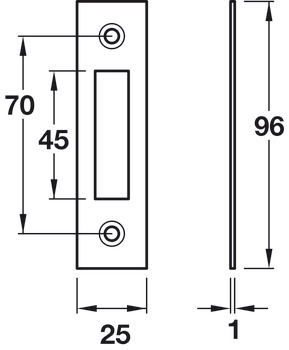 Narrow Mortice Deadlock Strike Plate SSS - view 2