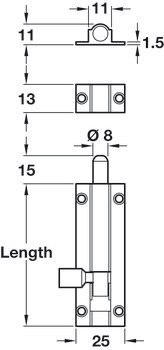 Barrel Bolt Straight 25x100mm Brass Polished Brass - view 2