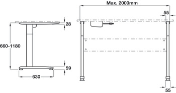 Electronic Ht Adj Desk Frm Set 2 Leg Silver - view 3