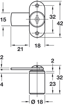 Cylinder Cam Lock wo Trap 18mm Dif Dir.A - view 2