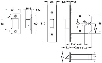 Mortice Box Latch 44/64mm SC - view 2