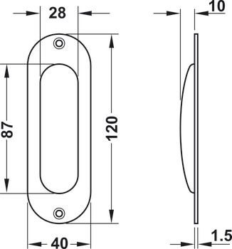 FSB Flush Pull Handle Rnd 120x40mm Aluminium Silver - view 3