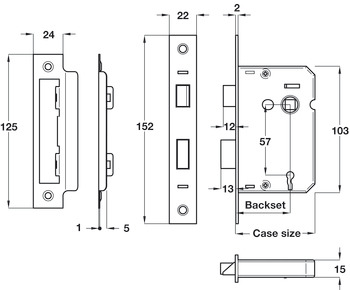 Sashlock+Keys 3 Lvr Mortice 45/65mm BP - view 2