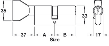 Pro Cyl Key+Turn 30x30mm Brs MN Dif - view 2