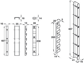 Ropox Wall Cabinet Bracket Aluminium 487mm - view 3