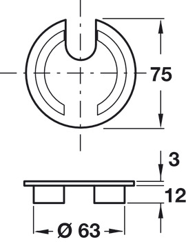 Cable Outlet 1prt D63x15mm Zinc Alloy PC - view 2