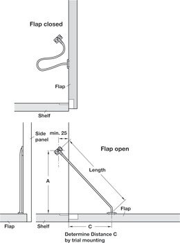 Flexible Flap Stay 200mm UH Plastic White - view 3