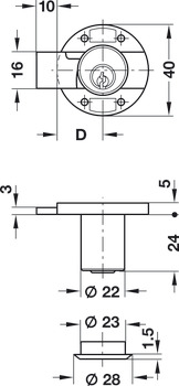 Minilock40 Rim Lock D22mm MNP LH H1 - view 2