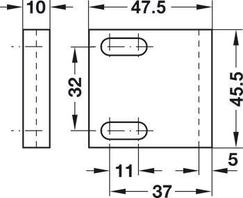 Angled Striking Plate 42x25x10mm Plastic NP - view 2