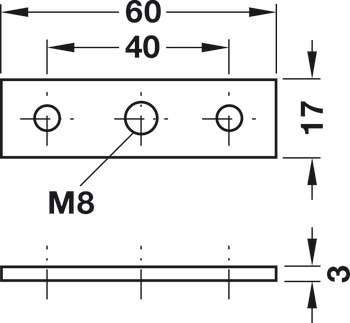 Screw-On Plate M8 60x17mm Galvanised Steel - view 3