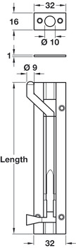 Barrel Bolt Cranked 32x102mm Brass SN - view 2
