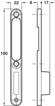 Centre Keep Base 190x22x8mm Steel Bright Zinc Plated - view 2