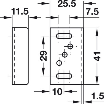 Angled Striking Plate 41x11.5mm Steel NP - view 2