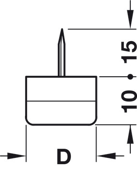Pin Type Glide D25mm Plastic Wht/Black Rubber - view 2
