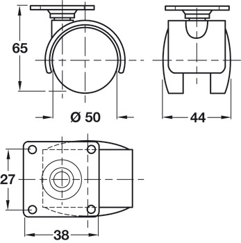 D50mm Twin Castor Swivel without Brake Plastic 38 - view 2