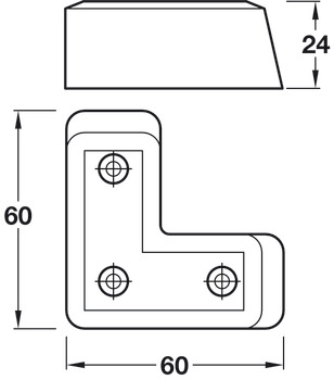 Furniture Foot 24x60mm Plastic Silver - view 2