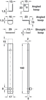 Knob Slide/Surface Bolt 160mm Brs SNP - view 2