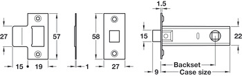 Economy Tubular Mortice Latch 57/76mm NP - view 2