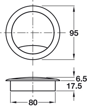 Cable Outlet 2prt D80x24mm Plastic Silver - view 2