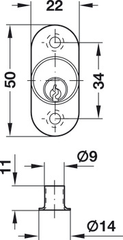 PushButton Cylinder D22mm M5 MNP Differ - view 3