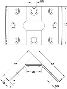 Corner Brace for Tables 70mm Steel Glv - view 3