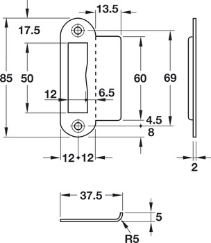 Multi Lock Device Strike Plate Flanged - view 2