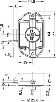 PushButton Esp Lock BS25mm One Plastic Brw - view 2