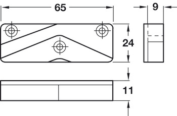 Anti-tilt Device RH w 3 Holes Plastic Black - view 2