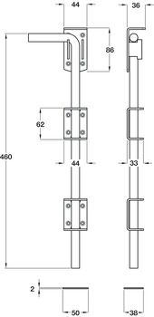 Drop Bolt 460mm Steel E.Galvanised - view 2