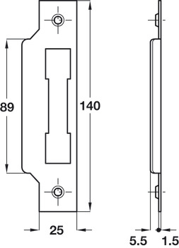 Mortice Cyl Sashlock Hrz 57/151mm Brs Stainless Steel - view 3